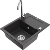 Mexen Enzo fregadero de granito de 1 tina con escurridor y grifo de cocina Telma, negro moteado - 6506-76-670200-00