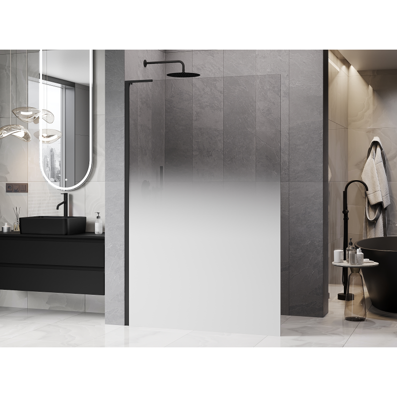 Mexen Kioto L ścianka prysznicowa Walk-in 110 x 200 cm, ombre biała 8 mm, czarna - 800-110-103-70-86