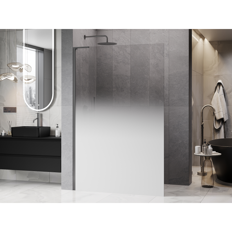 Mexen Kioto L duschvägg Walk-in 90 x 200 cm, ombre vit 8 mm, gun metal - 800-090-103-95-86