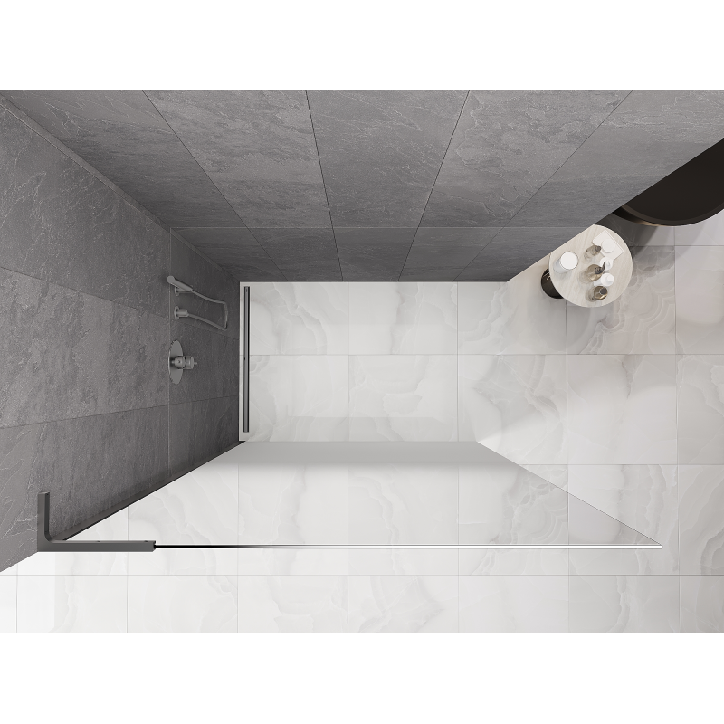 Mexen Kioto L duschvägg Walk-in 90 x 200 cm, ombre vit 8 mm, gun metal - 800-090-103-95-86