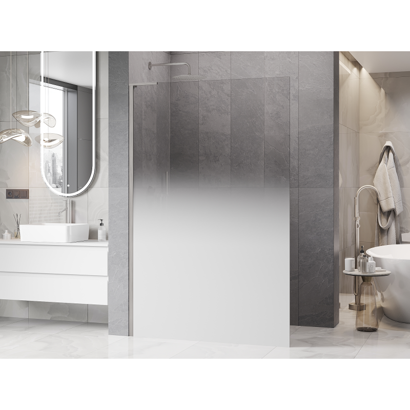 Mexen Kioto L ścianka prysznicowa Walk-in 70 x 200 cm, ombre biała 8 mm, nikiel szczotkowany - 800-070-103-97-86