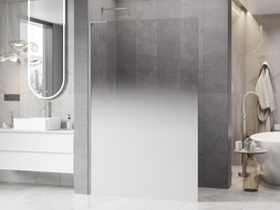 Mexen Kioto L ścianka prysznicowa Walk-in 80 x 200 cm, ombre biała 8 mm, nikiel szczotkowany - 800-080-103-97-86