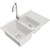 Mexen Gaspar fregadero de granito de 1,5 cubetas con escurridor y grifo de cocina Telma, blanco - 6507-20-670200-00