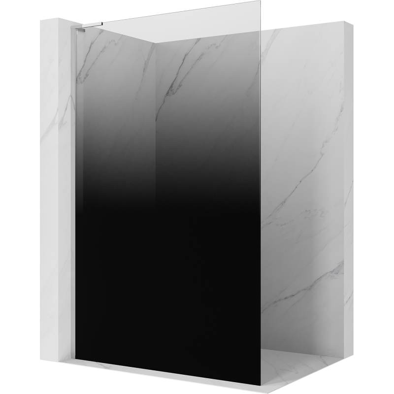 Mexen Kioto L duschvägg Walk-in 100 x 200 cm, ombre svart 8 mm, krom - 800-100-103-01-76
