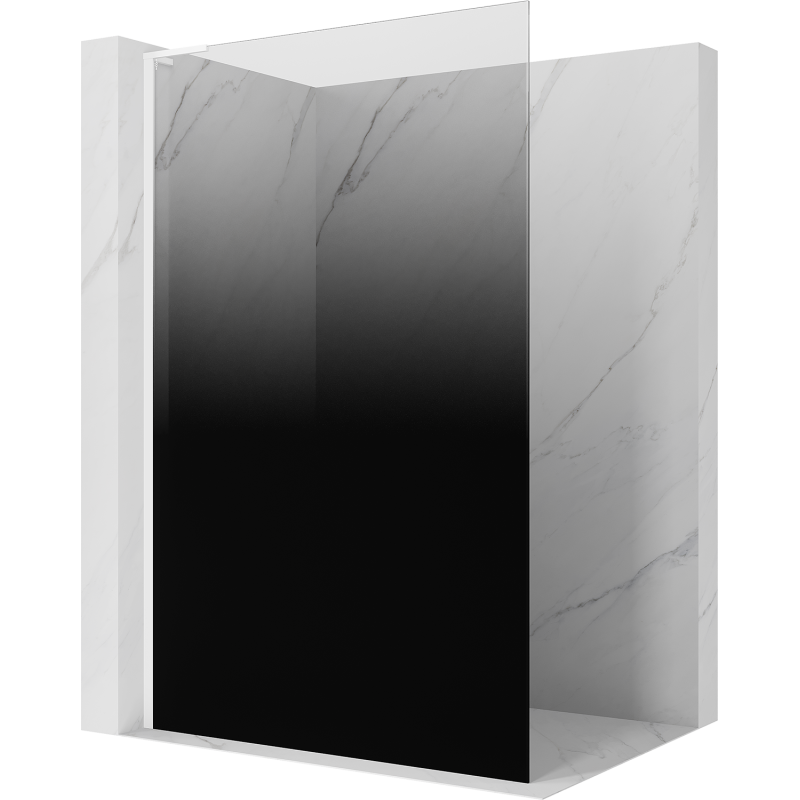 Mexen Kioto L duschvägg Walk-in 70 x 200 cm, svart ombre 8 mm, vit - 800-070-103-20-76