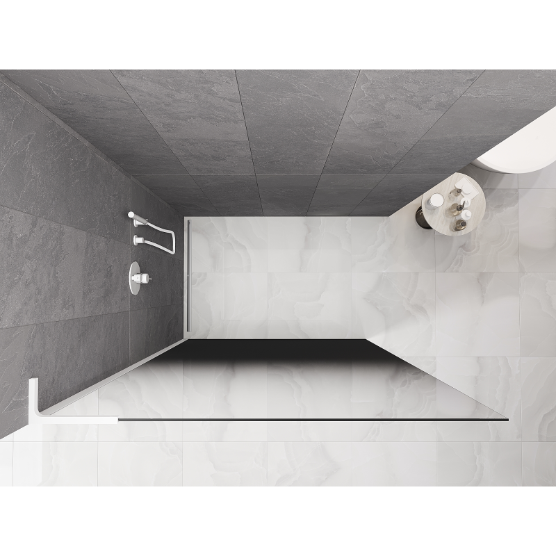 Mexen Kioto L ścianka prysznicowa Walk-in 90 x 200 cm, ombre czarna 8 mm, biała - 800-090-103-20-76