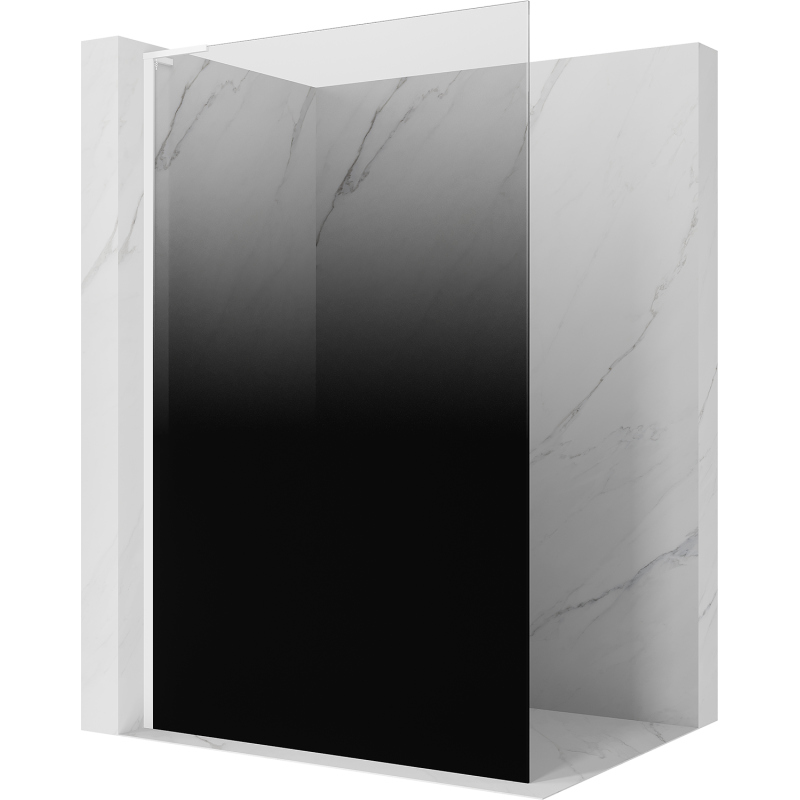 Mexen Kioto L ścianka prysznicowa Walk-in 90 x 200 cm, ombre czarna 8 mm, biała - 800-090-103-20-76