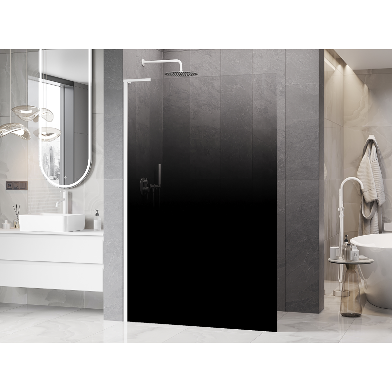 Mexen Kioto L Walk-in Shower Wall 120 x 200 cm, Black Ombre 8 mm, White - 800-120-103-20-76