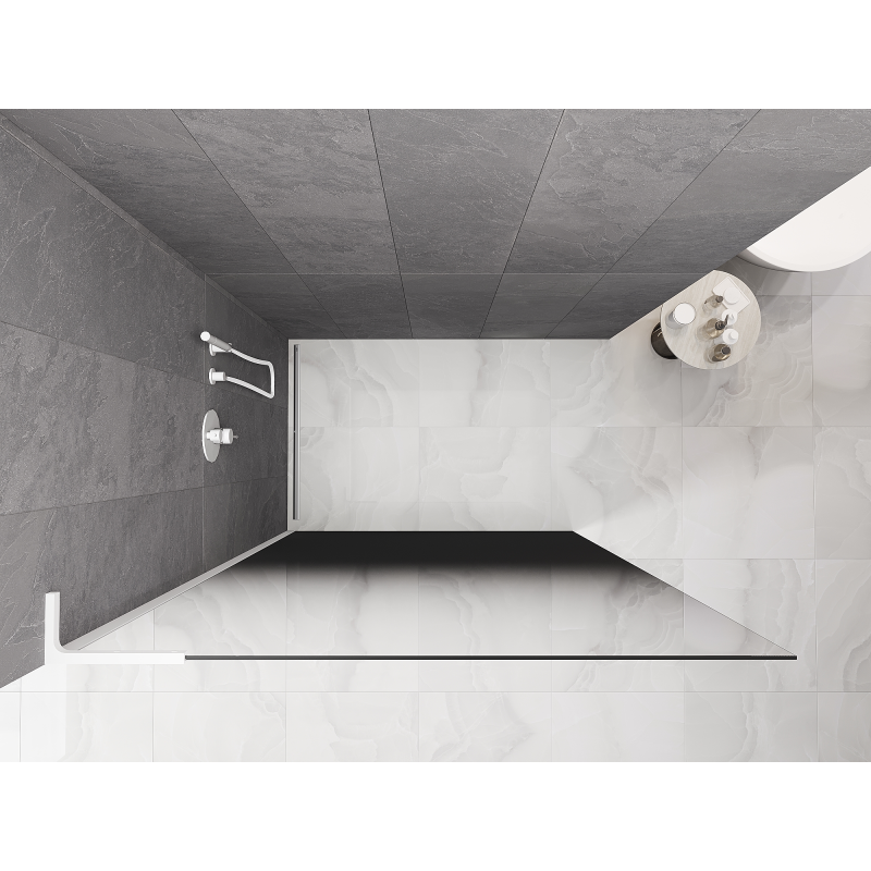 Mexen Kioto L ścianka prysznicowa Walk-in 120 x 200 cm, ombre czarna 8 mm, biała - 800-120-103-20-76