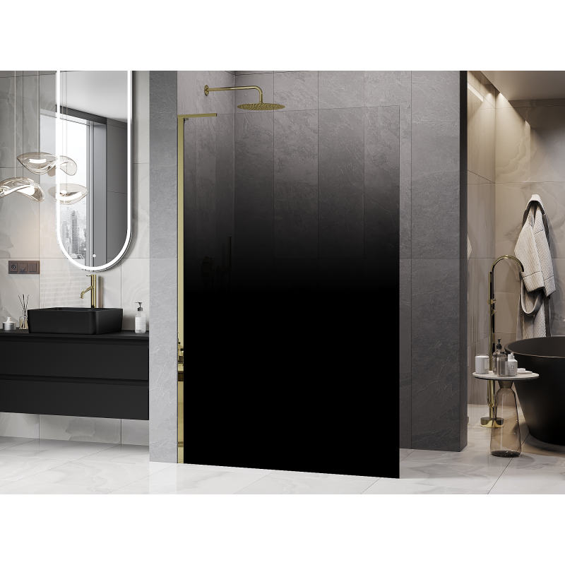 Mexen Kioto L ścianka prysznicowa Walk-in 100 x 200 cm, ombre czarna 8 mm, złota - 800-100-103-50-76