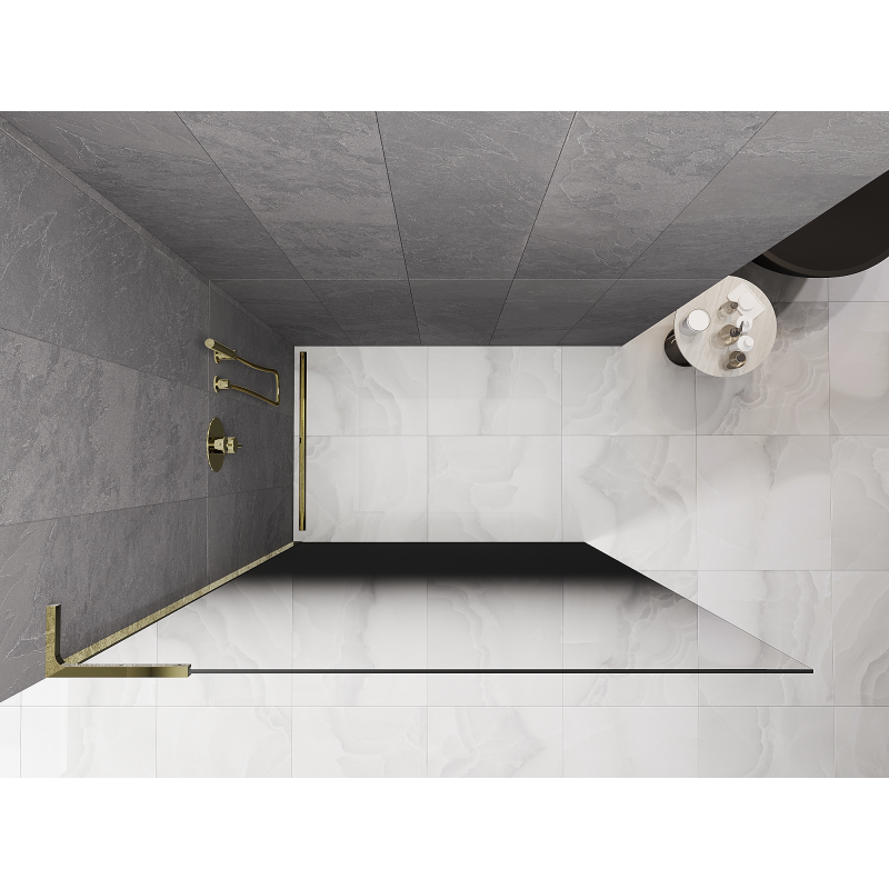 Mexen Kioto L ścianka prysznicowa Walk-in 110 x 200 cm, ombre czarna 8 mm, złota - 800-110-103-50-76
