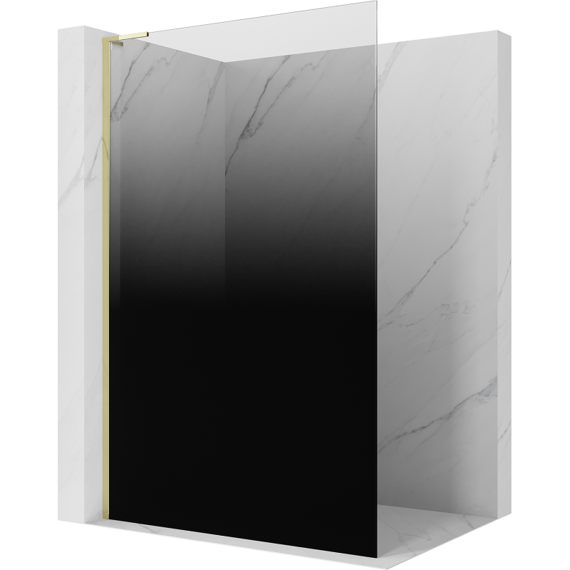 Mexen Kioto L ścianka prysznicowa Walk-in 120 x 200 cm, ombre czarna 8 mm, złota - 800-120-103-50-76