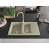 Mexen Gaspar granitstenen gootsteen 1,5-kamers met afdruiprek en keukenmengkraan Telma, beige - 6507-69-670200-69