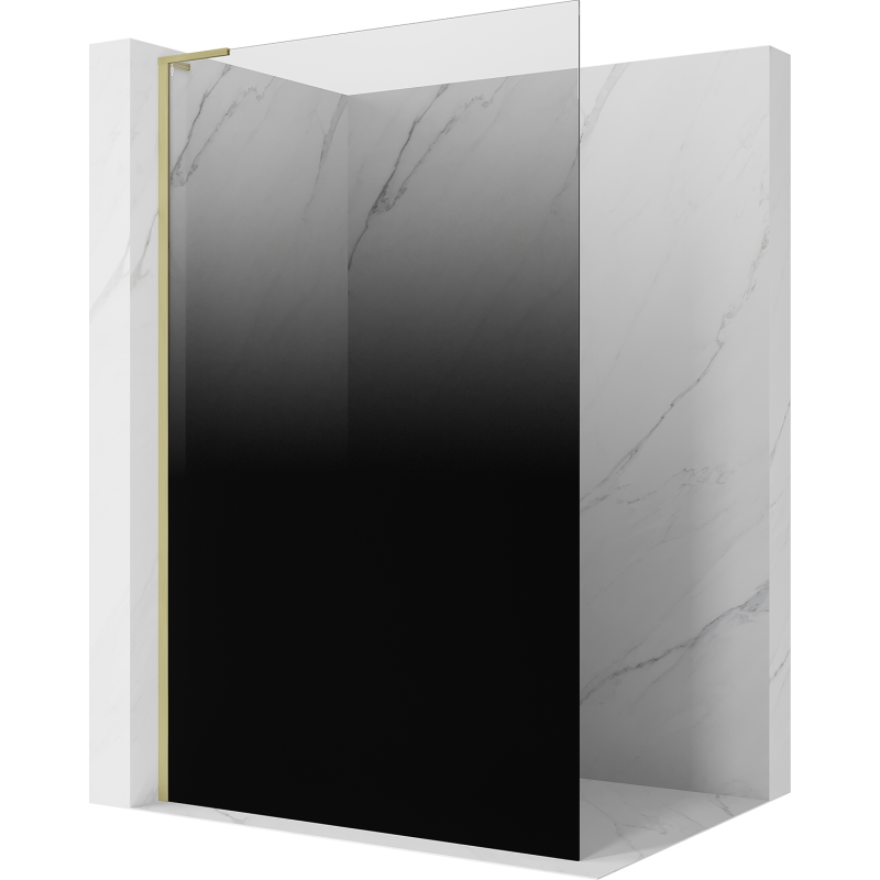 Mexen Kioto L zid za tuš Walk-in 80 x 200 cm, crni ombre 8 mm, zlatna četkana - 800-080-103-55-76