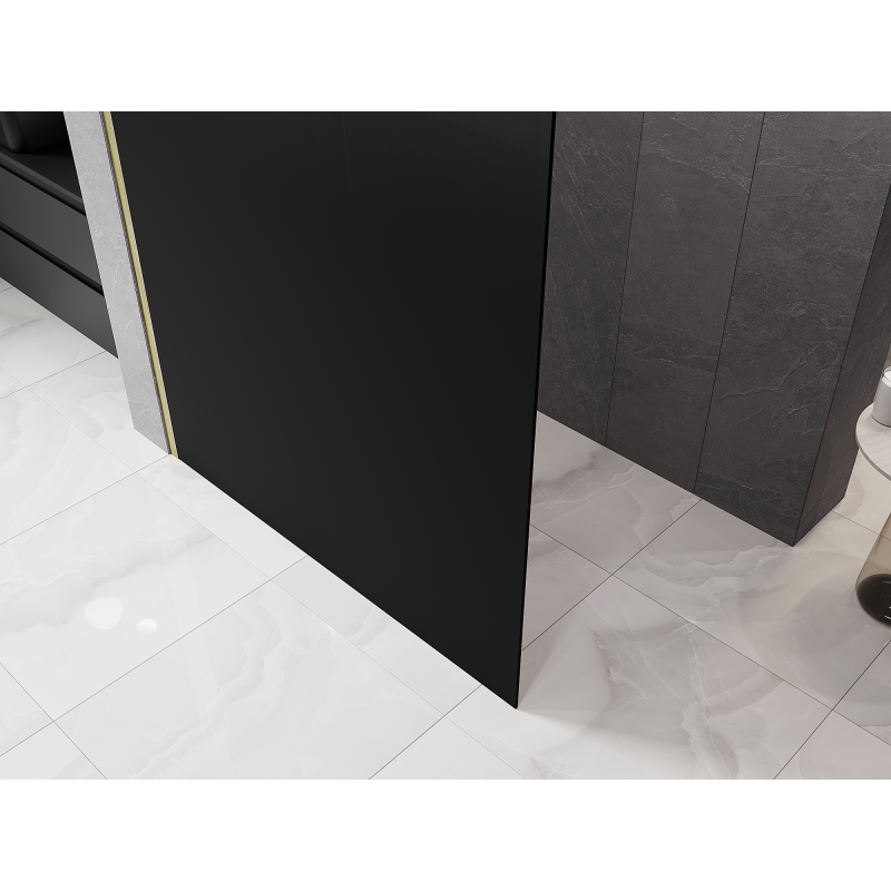 Mexen Kioto L duschvägg Walk-in 90 x 200 cm, svart ombre 8 mm, borstat guld - 800-090-103-55-76