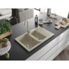 Mexen Gaspar Granitspüle 1,5-beckig mit Abtropffläche und Küchenarmatur Telma, beige - 6507-69-670200-69