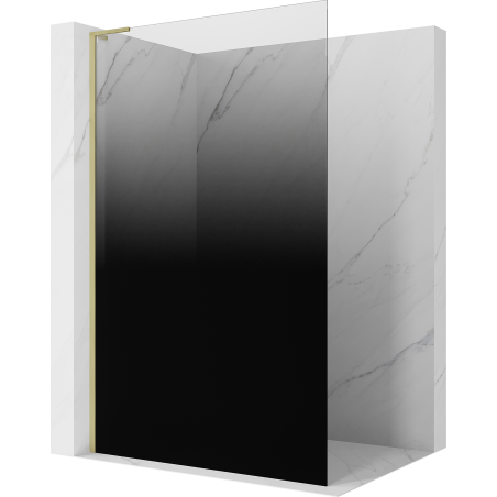 Mexen Kioto L Walk-in Shower Wall 100 x 200 cm, Black Ombre 8 mm, Brushed Gold - 800-100-103-55-76