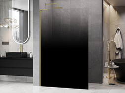 Mexen Kioto L ścianka prysznicowa Walk-in 110 x 200 cm, ombre czarna 8 mm, złota szczotkowana - 800-110-103-55-76
