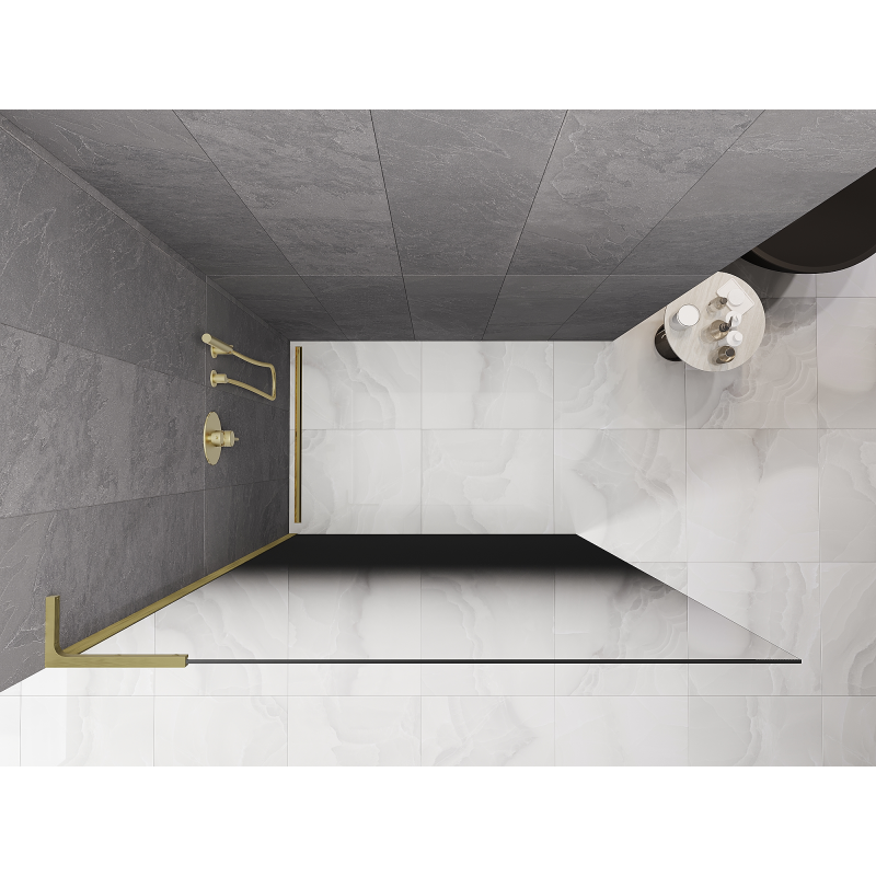 Mexen Kioto L ścianka prysznicowa Walk-in 120 x 200 cm, ombre czarna 8 mm, złota szczotkowana - 800-120-103-55-76