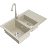 Mexen Gaspar Granitspüle 1,5-beckig mit Abtropffläche und Küchenarmatur Telma, beige - 6507-69-670200-69
