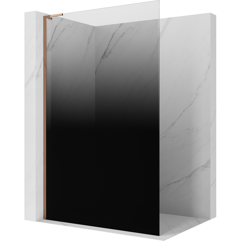 Mexen Kioto L Walk-in Shower Wall 70 x 200 cm, Black Ombre 8 mm, Rose Gold - 800-070-103-60-76