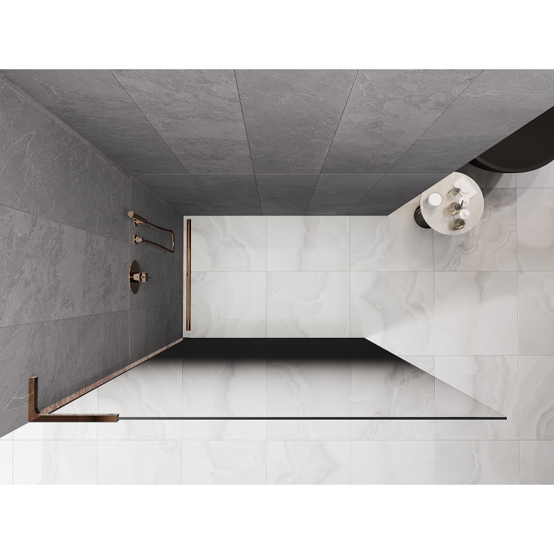 Mexen Kioto L ścianka prysznicowa Walk-in 100 x 200 cm, ombre czarna 8 mm, różowe złoto - 800-100-103-60-76