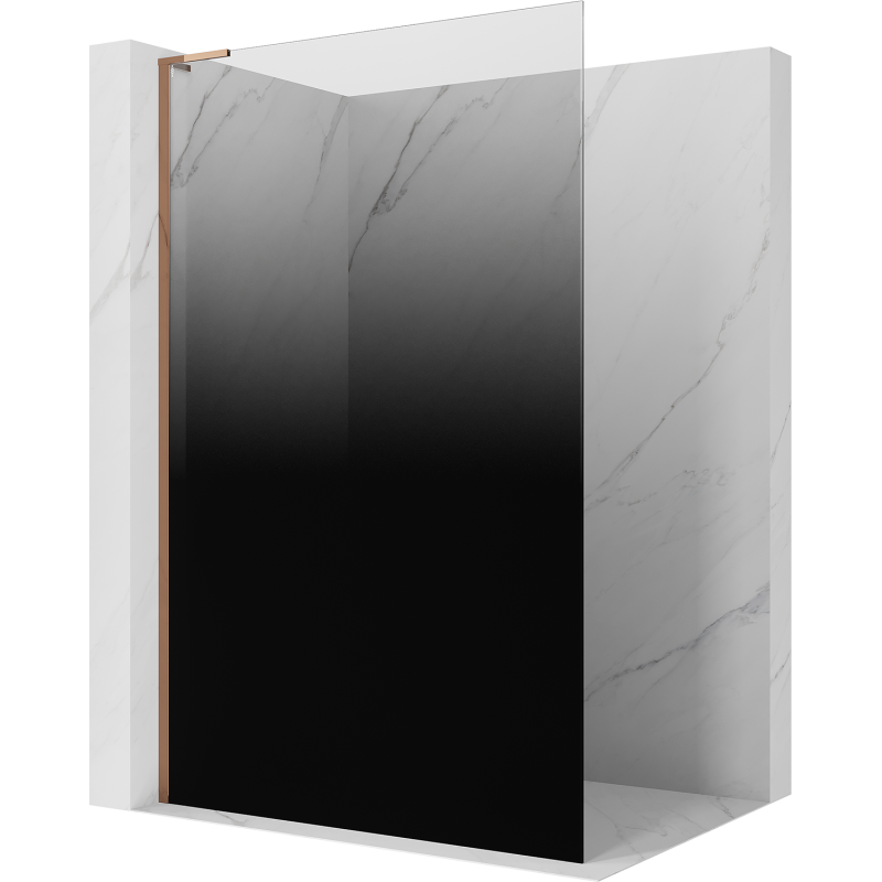 Mexen Kioto L ścianka prysznicowa Walk-in 110 x 200 cm, ombre czarna 8 mm, różowe złoto - 800-110-103-60-76