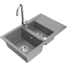 Mexen Gaspar granite sink 1.5-bowl with drainer and Telma kitchen tap, grey - 6507-71-670200-00