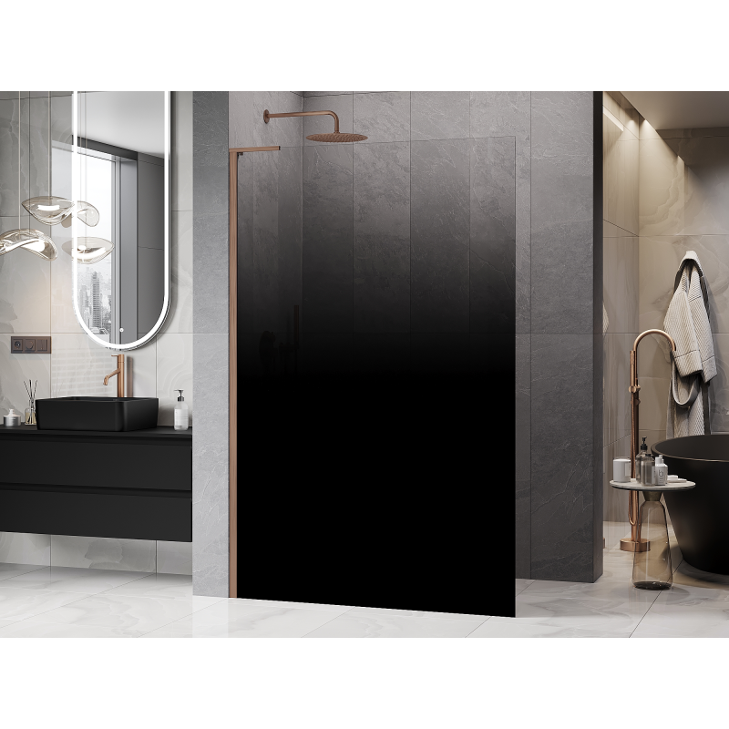Mexen Kioto L ścianka prysznicowa Walk-in 70 x 200 cm, ombre czarna 8 mm, miedź szczotkowana - 800-070-103-65-76