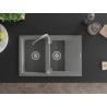 Mexen Gaspar 1,5-Kammer-Granitespüle mit Abtropffläche und Küchenarmatur Telma, grau - 6507-71-670200-71