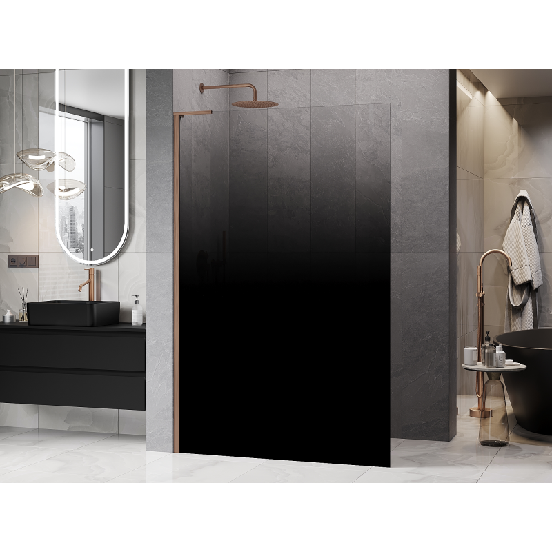Mexen Kioto L ścianka prysznicowa Walk-in 80 x 200 cm, ombre czarna 8 mm, miedź szczotkowana - 800-080-103-65-76