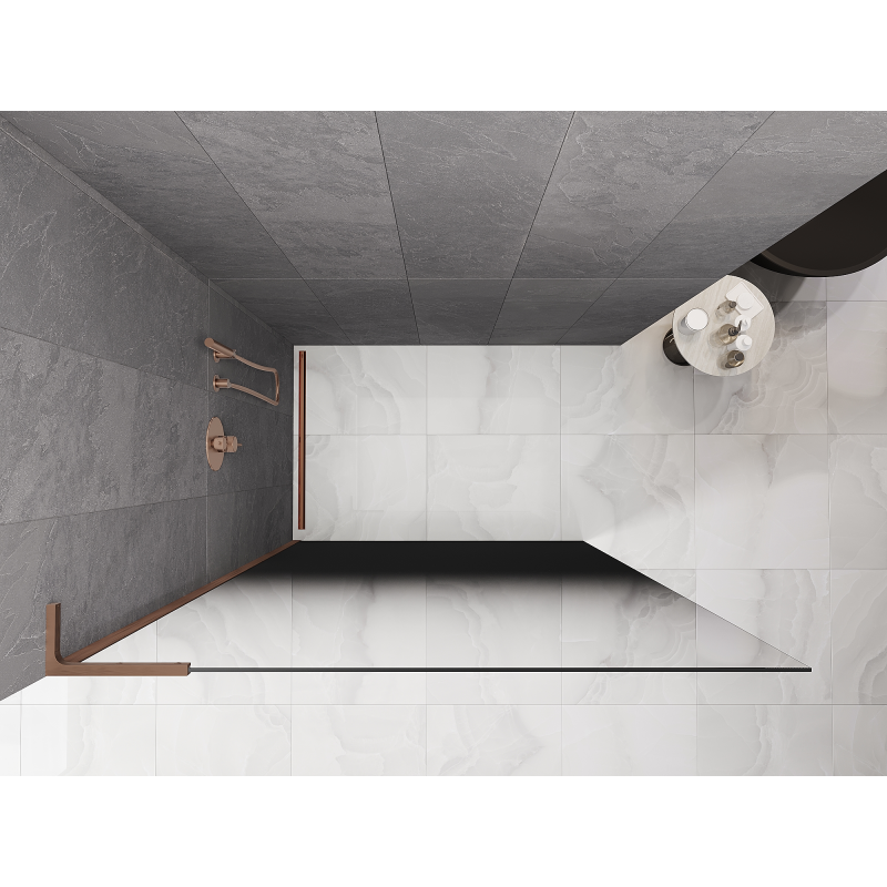 Mexen Kioto L ścianka prysznicowa Walk-in 100 x 200 cm, ombre czarna 8 mm, miedź szczotkowana - 800-100-103-65-76
