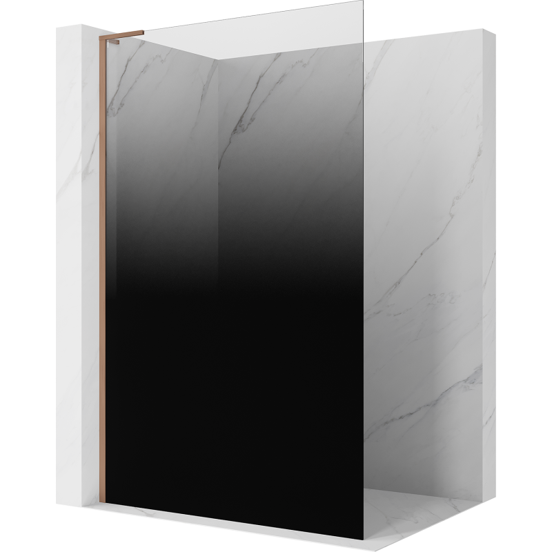 Mexen Kioto L ścianka prysznicowa Walk-in 100 x 200 cm, ombre czarna 8 mm, miedź szczotkowana - 800-100-103-65-76
