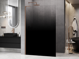 Mexen Kioto L ścianka prysznicowa Walk-in 120 x 200 cm, ombre czarna 8 mm, miedź szczotkowana - 800-120-103-65-76