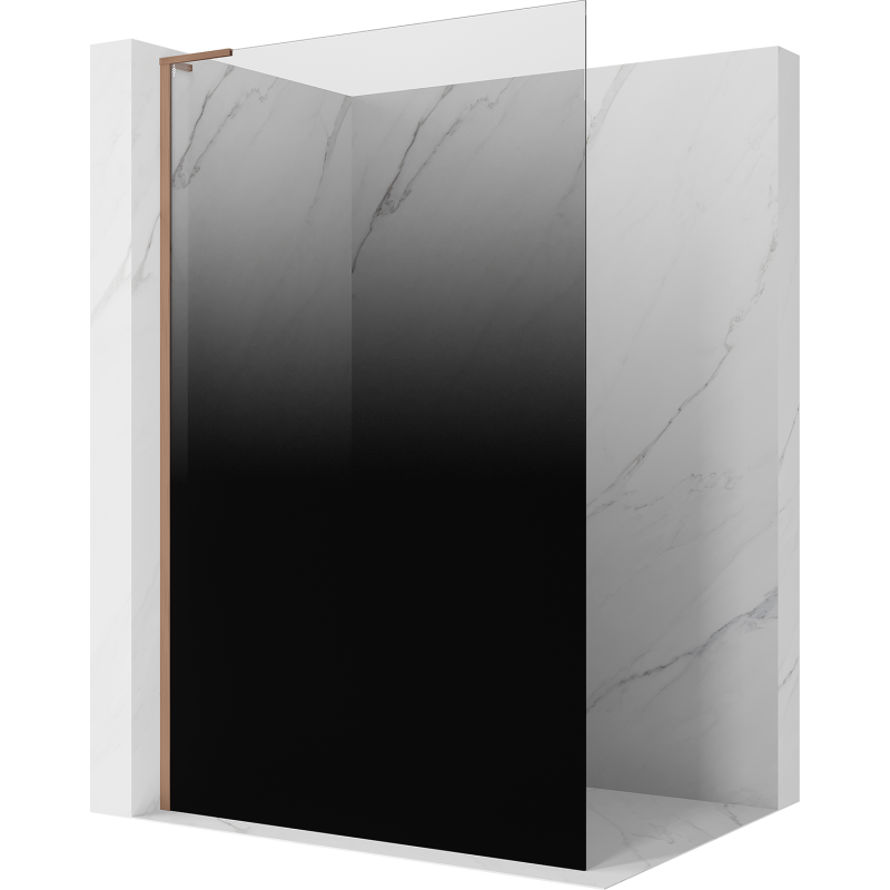 Mexen Kioto L staklena tuš stijena Walk-in 120 x 200 cm, crni ombre 8 mm, brušeni bakar - 800-120-103-65-76
