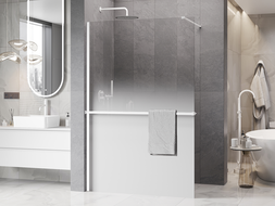 Mexen Kioto+ ścianka prysznicowa z półką Walk-in 70 x 200 cm, ombre biała 8 mm, biała - 800-070-121-20-86