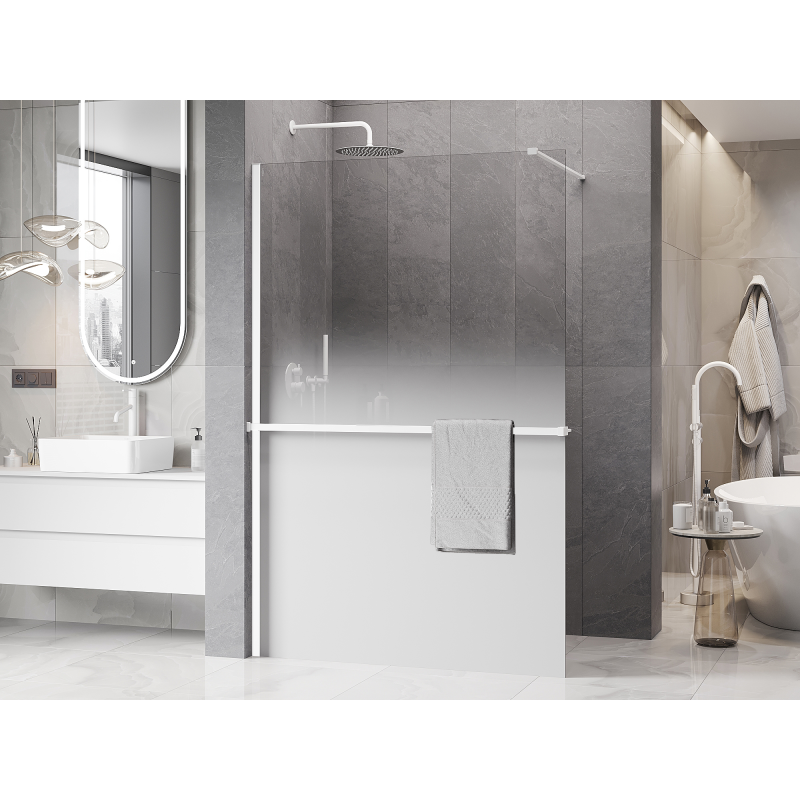 Mexen Kioto+ duschvägg med hylla Walk-in 80 x 200 cm, vit ombre 8 mm, vit - 800-080-121-20-86