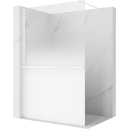 Mexen Kioto+ parede de duche com prateleira Walk-in 80 x 200 cm, ombre branca 8 mm, branca - 800-080-121-20-86