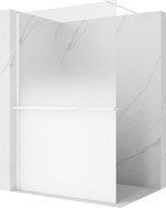 Mexen Kioto+ ścianka prysznicowa z półką Walk-in 80 x 200 cm, ombre biała 8 mm, biała - 800-080-121-20-86