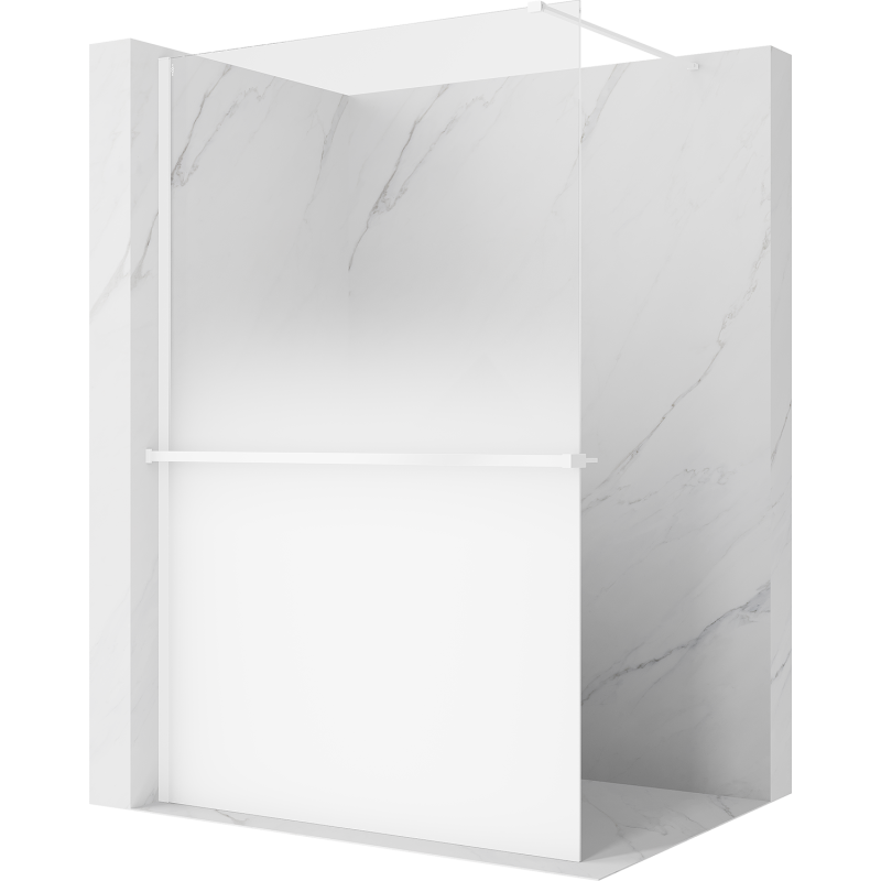 Mexen Kioto+ ścianka prysznicowa z półką Walk-in 100 x 200 cm, ombre biała 8 mm, biała - 800-100-121-20-86