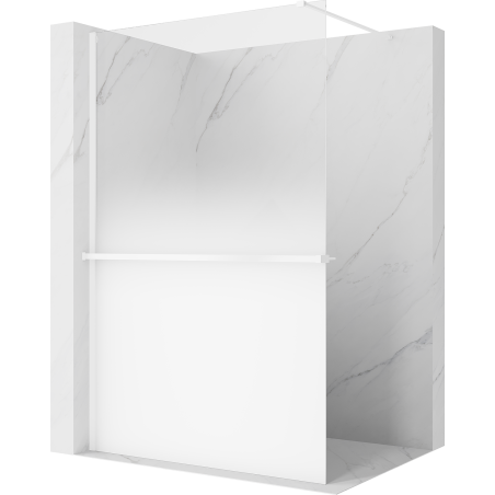Mexen Kioto+ ścianka prysznicowa z półką Walk-in 100 x 200 cm, ombre biała 8 mm, biała - 800-100-121-20-86