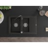 Mexen Gaspar Granitspüle 1,5-Becken mit Abtropffläche und Küchenarmatur Telma, schwarz/gold - 6507-75-670200-70