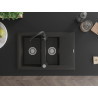 Mexen Gaspar lavello in granito con 1,5 vasche, scolapiatti e rubinetto cucina Telma, nero/oro - 6507-75-670200-70