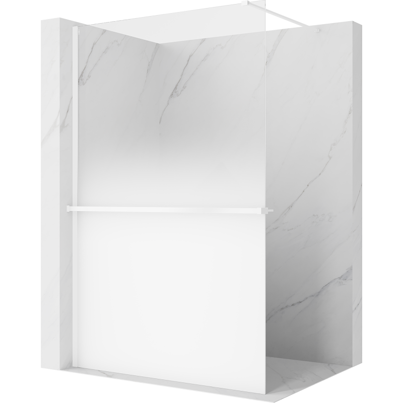 Mexen Kioto+ ścianka prysznicowa z półką Walk-in 140 x 200 cm, ombre biała 8 mm, biała - 800-140-121-20-86