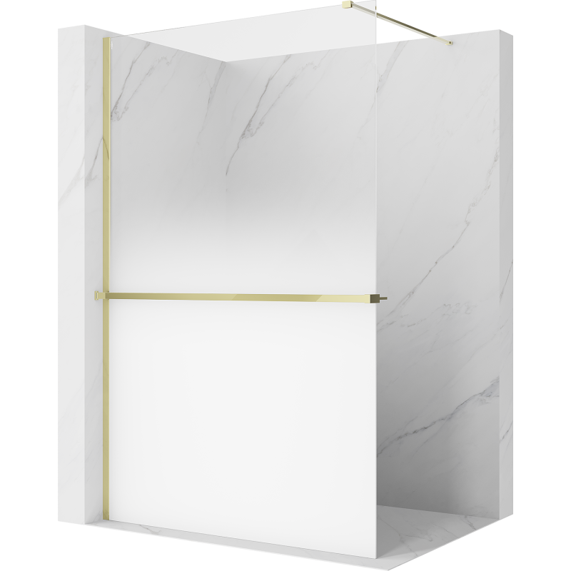 Mexen Kioto+ duschvägg med hylla Walk-in 80 x 200 cm, vit ombre 8 mm, guld - 800-080-121-50-86