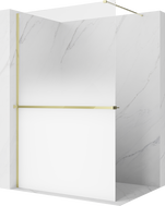 Mexen Kioto+ ścianka prysznicowa z półką Walk-in 100 x 200 cm, ombre biała 8 mm, złota - 800-100-121-50-86