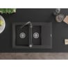 Mexen Gaspar fregadero de granito de 1,5 senos con escurridor y grifo de cocina Telma, negro moteado - 6507-76-670200-76