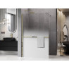 Mexen Kioto+ Duschvägg med hylla Walk-in 120 x 200 cm, ombre vit 8 mm, guld - 800-120-121-50-86