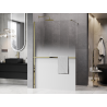 Mexen Kioto+ ścianka prysznicowa z półką Walk-in 150 x 200 cm, ombre biała 8 mm, złota - 800-150-121-50-86