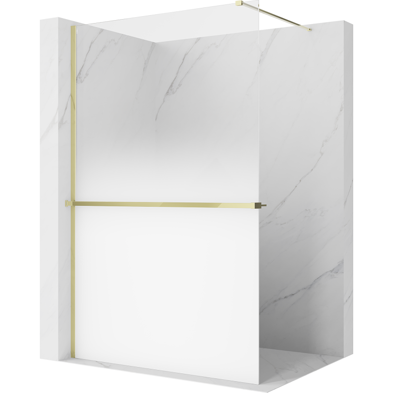 Mexen Kioto+ ścianka prysznicowa z półką Walk-in 150 x 200 cm, ombre biała 8 mm, złota - 800-150-121-50-86